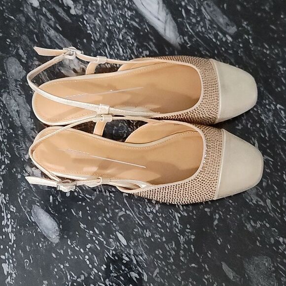 BRAND NEW REPORT MIKKI Elegant CREAM and GOLD  WOMENS SLINGBACK FLAT SHO… - Picture 10 of 16